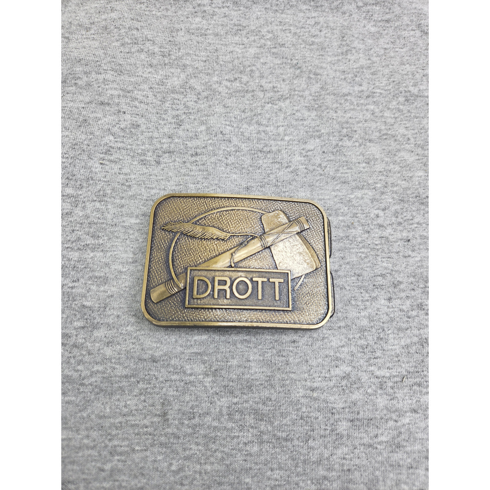 Vintage 1970s Drott Tomahawk Wisconsin Manufacturing Belt Buckle